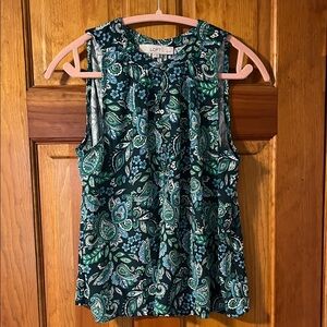 LOFT Teal and Blue Paisley Blouse